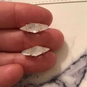 Kendra Scott Rose Gold pearl diamond shape studs